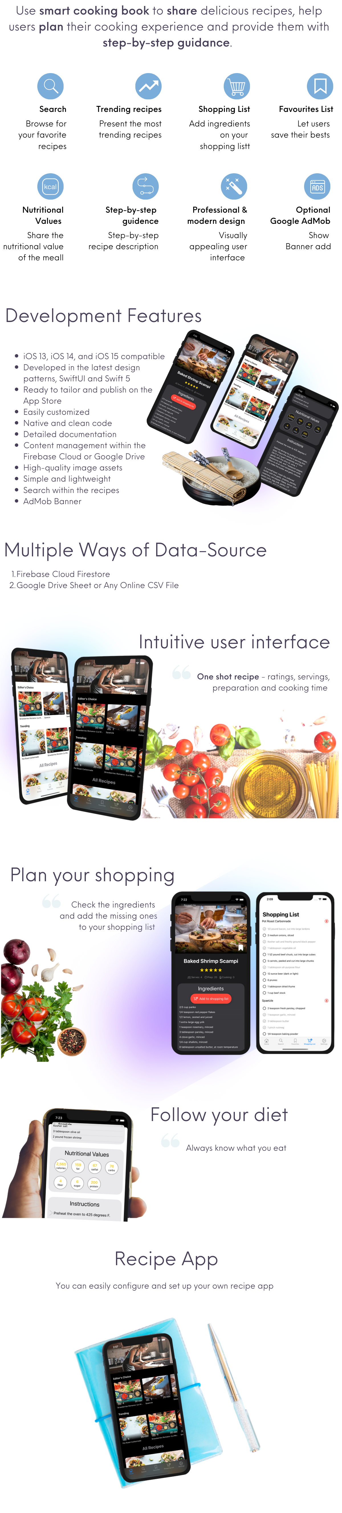 iOS Tarif Uygulaması Yemek Kitabı (Şef, Yemek Pişirme, SwiftUI, iOS 15, iOS Uygulama Şablonu, Tam iOS Uygulaması) - 2