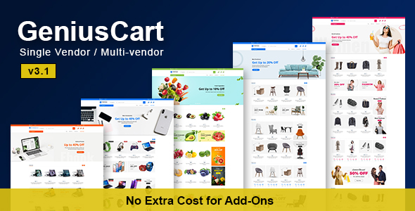 GeniusCart - Fiziksel ve Dijital Ürün Pazarı ile Tek veya Çok Satıcılı E-Ticaret Sistemi 2
