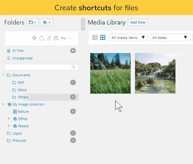 Dosyalar için kısayollar oluşturun: Kısayol oluşturmak için SHIFT'i basılı tutun ve bir dosyayı sürükleyip bırakarak başka bir klasöre taşıyın