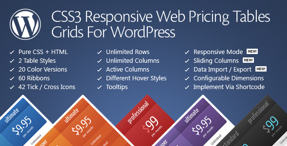 CSS3 Duyarlı WordPress Fiyatlandırma Tablolarını Karşılaştırın