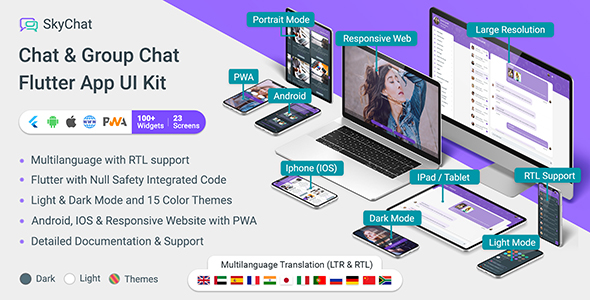 SkyChat – Sohbet ve Grup Sohbeti Flutter Uygulaması (Android, IOS, PWA Duyarlı Web Sitesi)