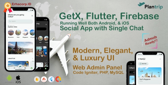 PlanTrip - Social Flutter v.2.10 Sohbet ile Tam Uygulama | Web Yönetici Paneli | Google AdMob'u 1