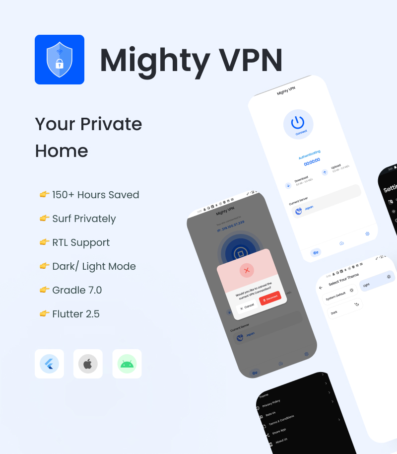 MightyVPN :Güvenli VPN ve Hızlı Sunucular için Flutter uygulaması VPN - 4