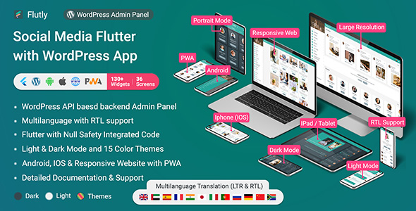 Flutly – WordPress Arka Uçlu Sosyal Medya Flutter Uygulaması (Android, IOS, PWA Duyarlı Web Sitesi)