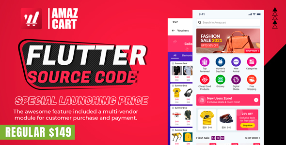 Flutter AmazCart – Android ve iOS için E-ticaret Flutter Kaynak kodu