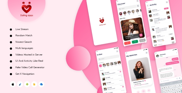 Flutter Dating uygulaması ui kiti 2.10.3 destekleniyor