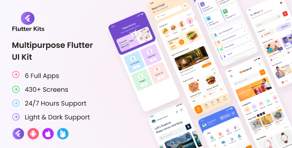Flutter Kitleri - Çok Amaçlı Flutter Developer Tam Uygulamalar UI Kiti