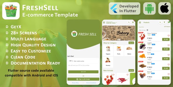 Freshsell – E-ticaret – Flutter Mobil Kullanıcı Arayüzü Şablonu/Kiti (Android, iOS)