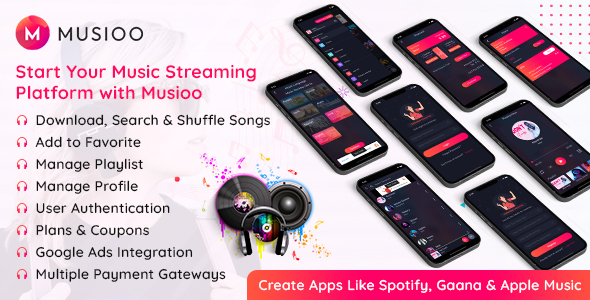 Musioo - Admob Reklamları ile Çevrimiçi Müzik Akışı Platformu Flutter Uygulaması