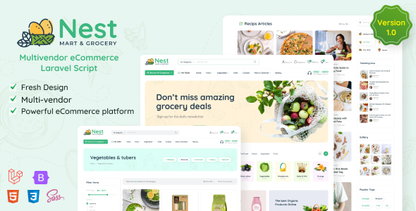 Nest – Çok Satıcılı Organik ve Bakkal Laravel e-Ticaret