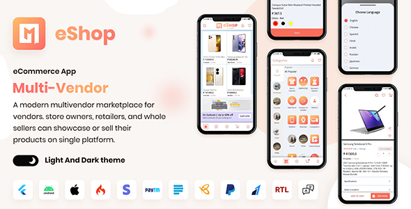 eShop - Flutter Çoklu Satıcı e-Ticaret Tam Uygulaması 1